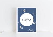 Load image into Gallery viewer, Blue Sun Moon personalised print
