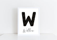 Load image into Gallery viewer, Polka Dot initial personalised print
