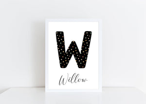 Polka Dot initial personalised print