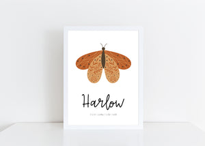 Boho moth personalised print