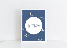 Load image into Gallery viewer, Blue Sun Moon personalised print
