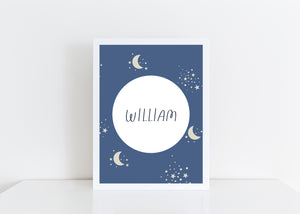 Blue Sun Moon personalised print