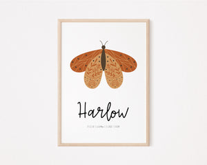 Boho moth personalised print