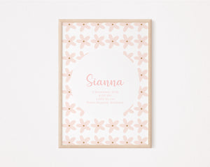 Pink flower personalised print