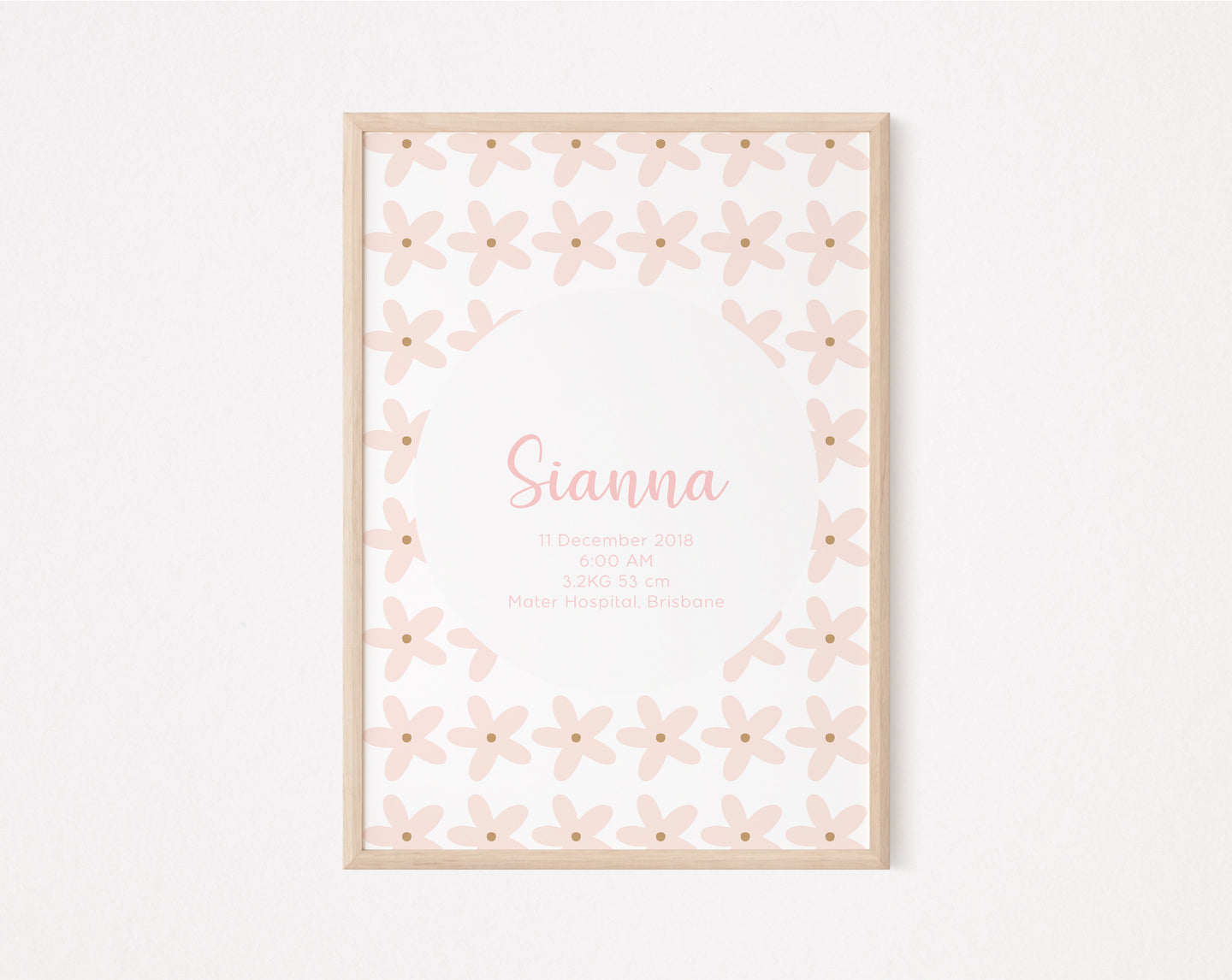 Pink flower personalised print