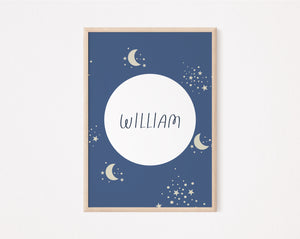 Blue Sun Moon personalised print