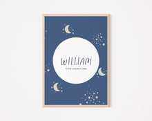 Load image into Gallery viewer, Blue Sun Moon personalised print
