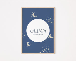 Blue Sun Moon personalised print