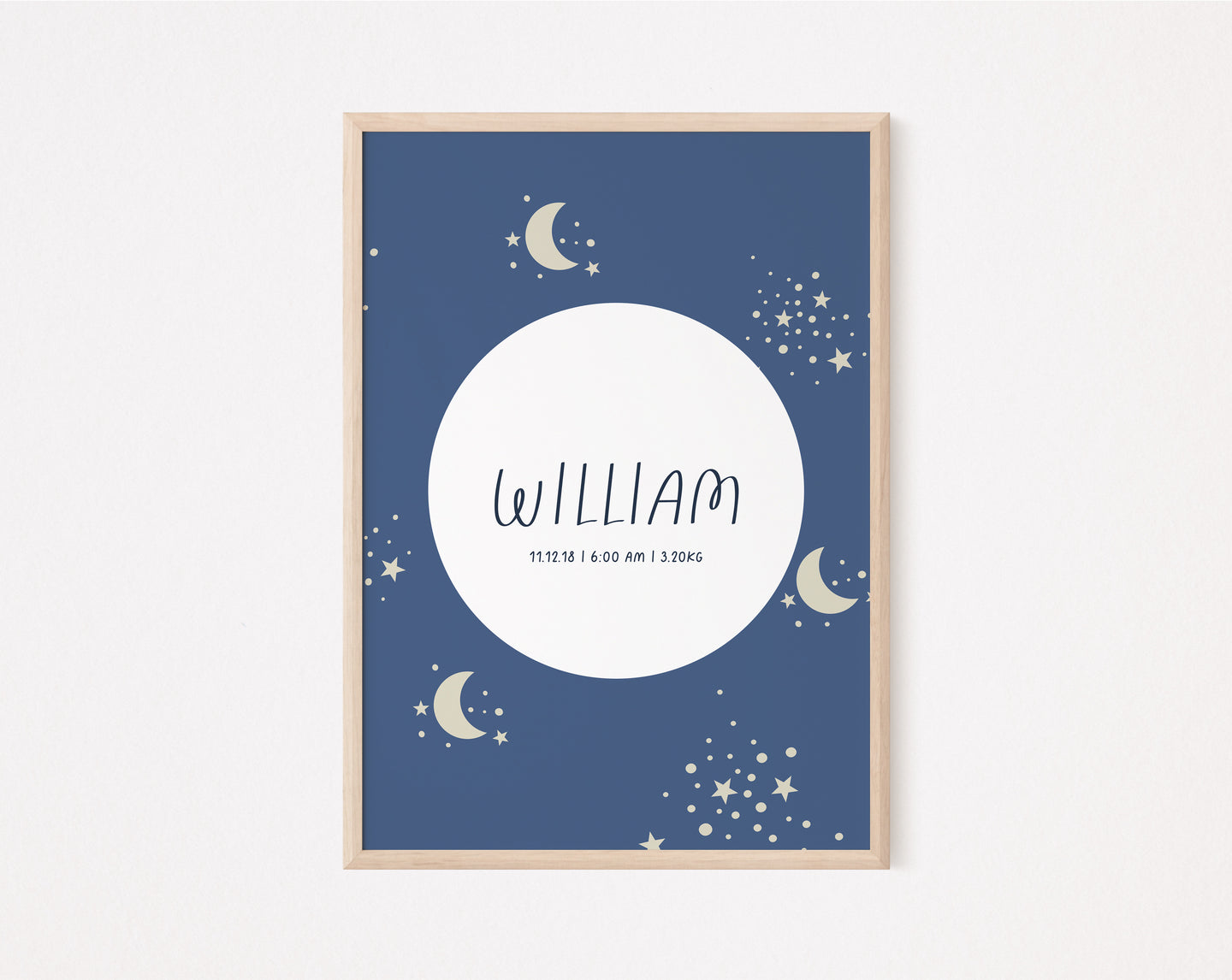 Blue Sun Moon personalised print