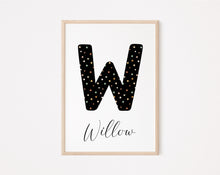 Load image into Gallery viewer, Polka Dot initial personalised print
