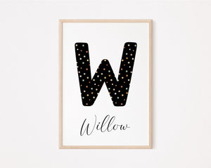 Polka Dot initial personalised print