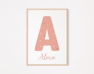 Tiny flower initial personalised print