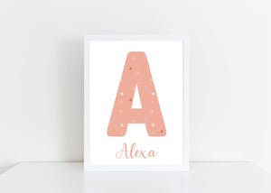 Tiny flower initial personalised print