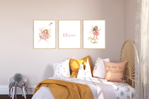 Fairy set of 3 personalised print