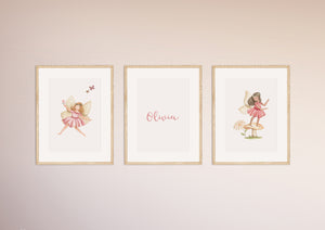 Fairy set of 3 personalised print